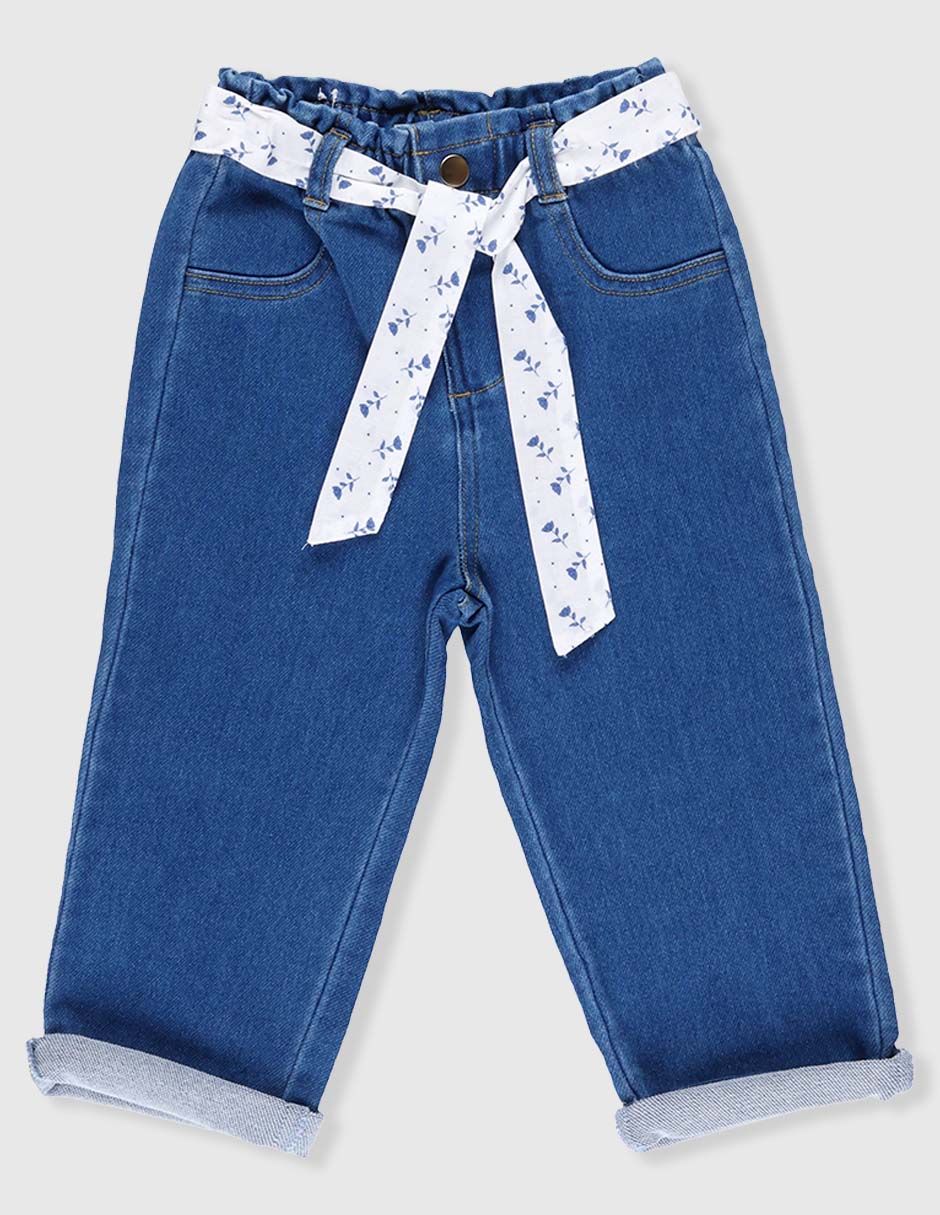 Jeans baggy lavado medio para niña 1