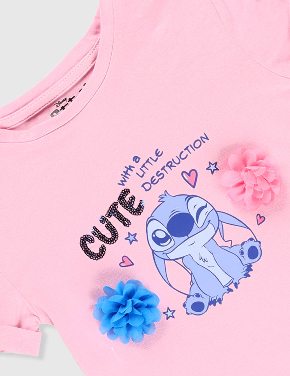 Playera Disney Dtr Stitch manga corta para niña