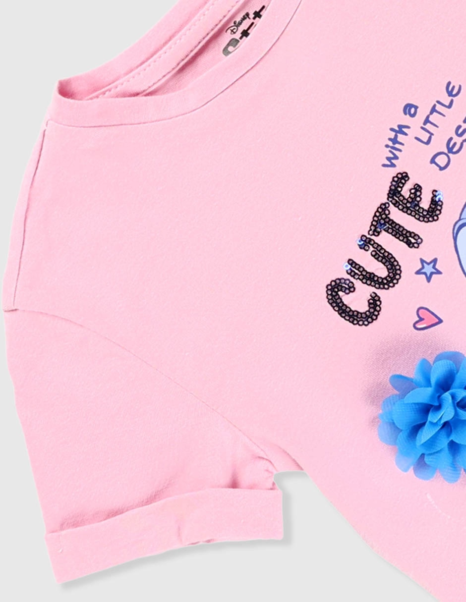 Playera Disney Dtr Stitch manga corta para niña