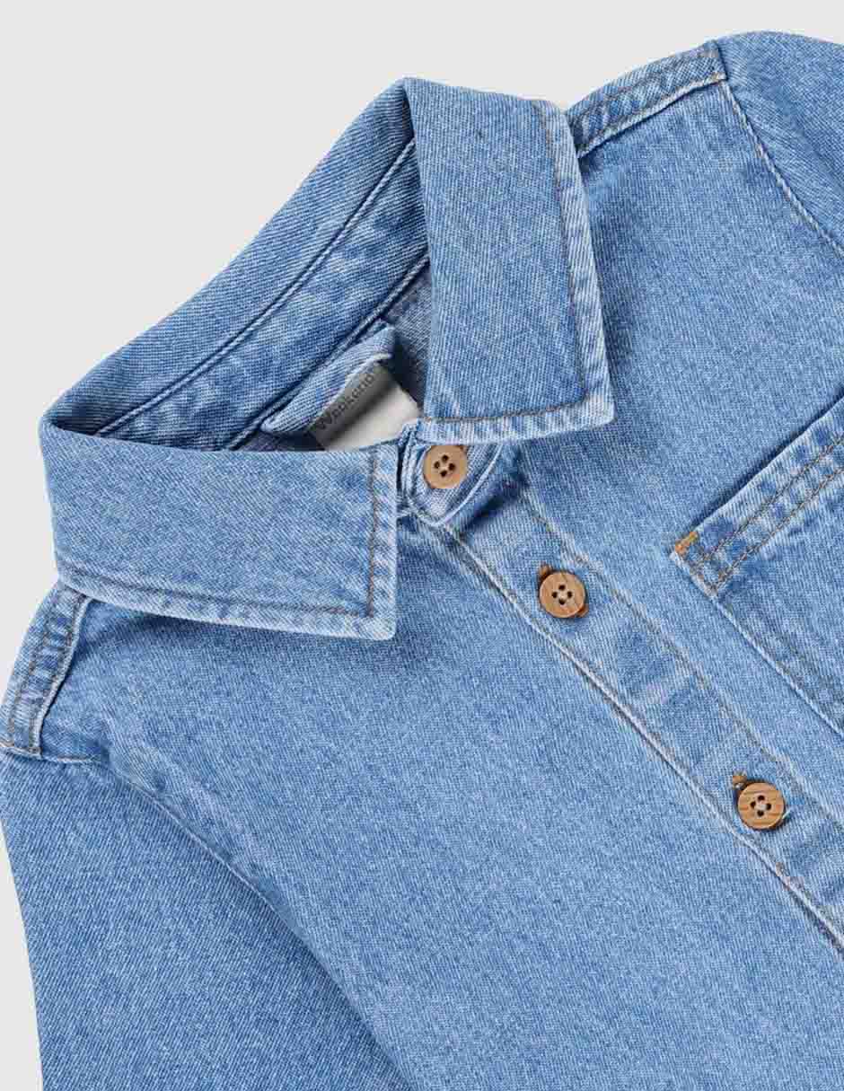 Camisa casual de mezclilla manga corta para niño
