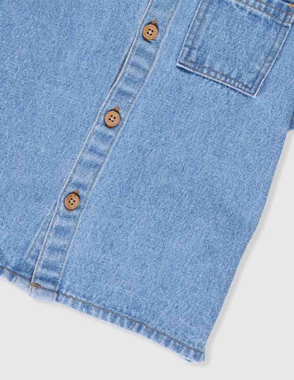 Camisa casual de mezclilla manga corta para niño