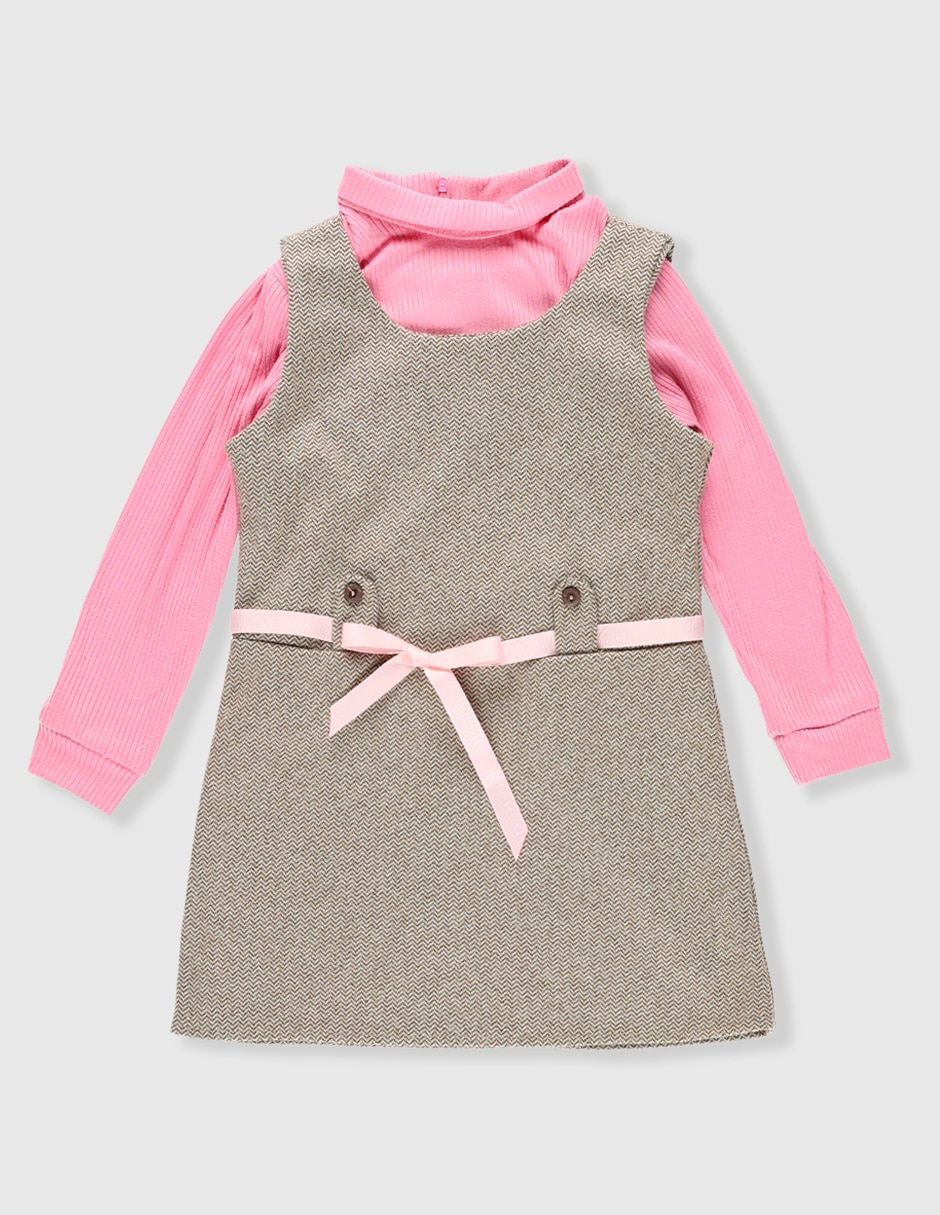 Conjunto vestido manga regular para niña