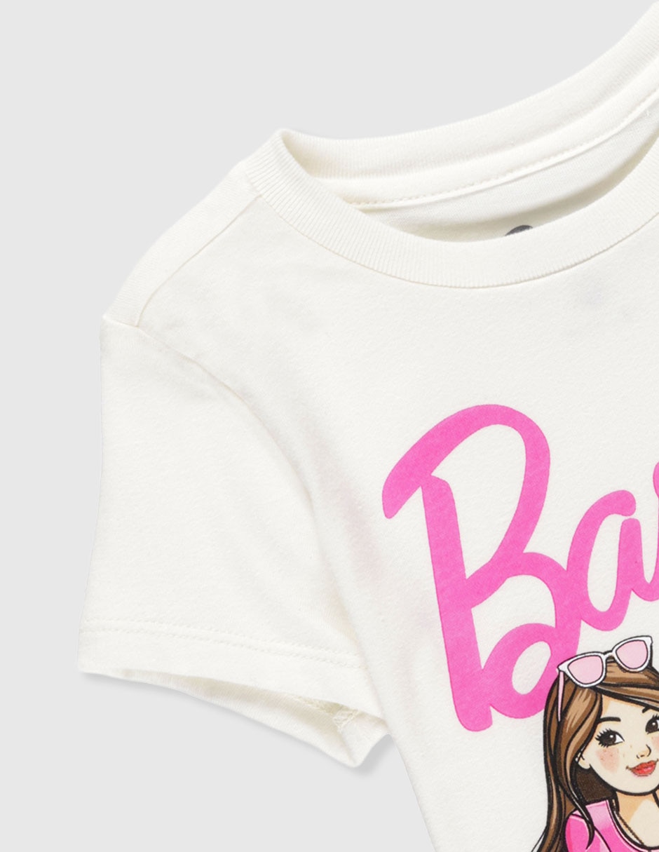 Playera Barbie manga corta para niña 3