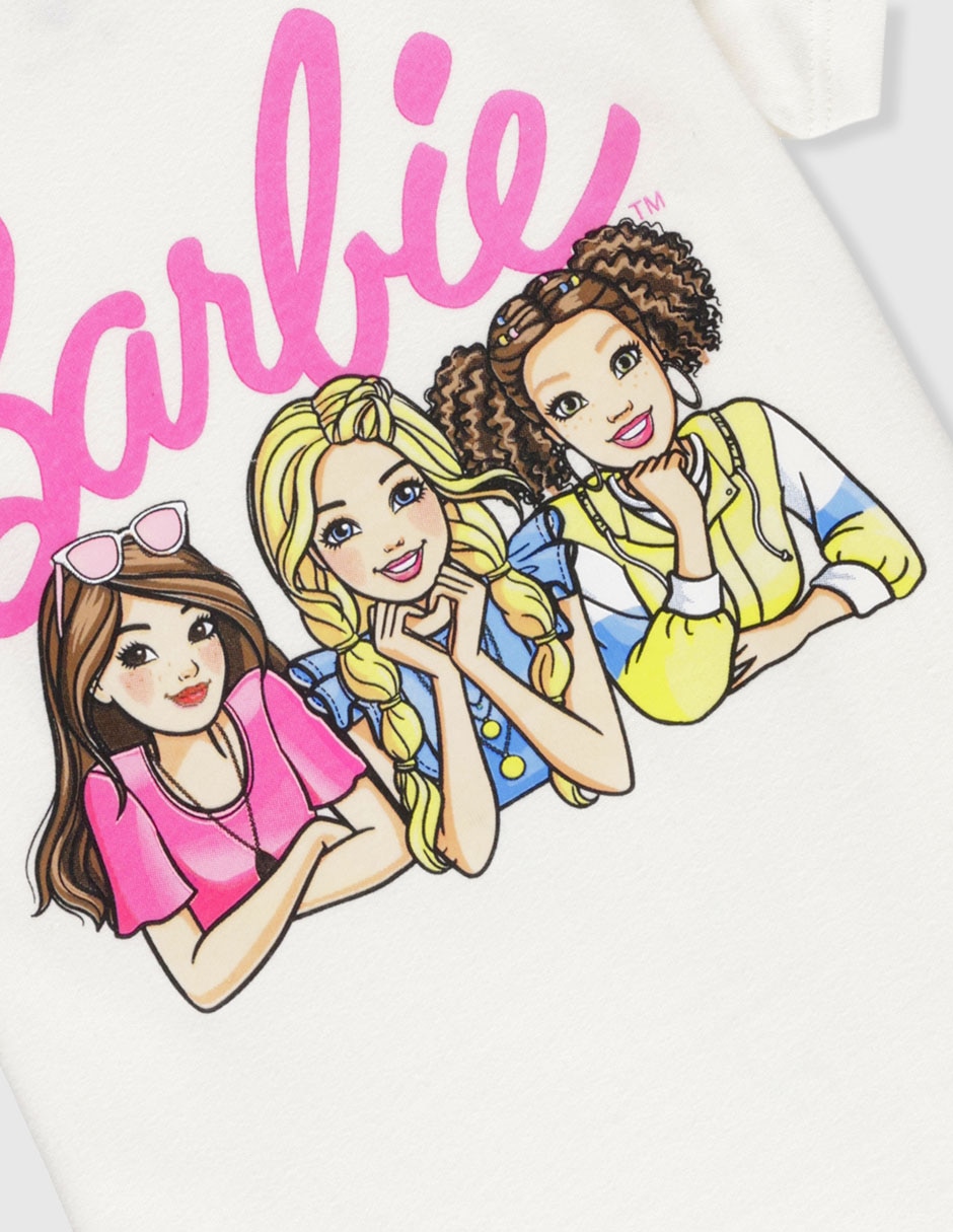 Playera Barbie manga corta para niña 4