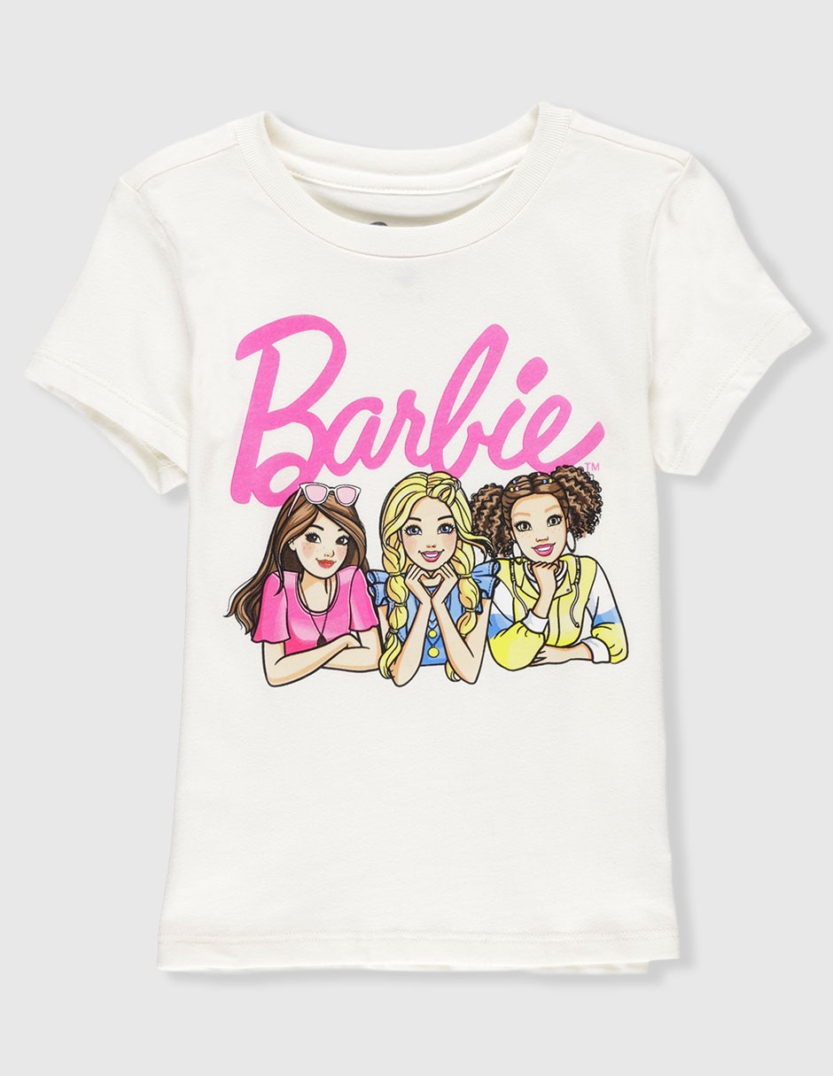 Playera Barbie manga corta para niña Playera Barbie manga corta para niña