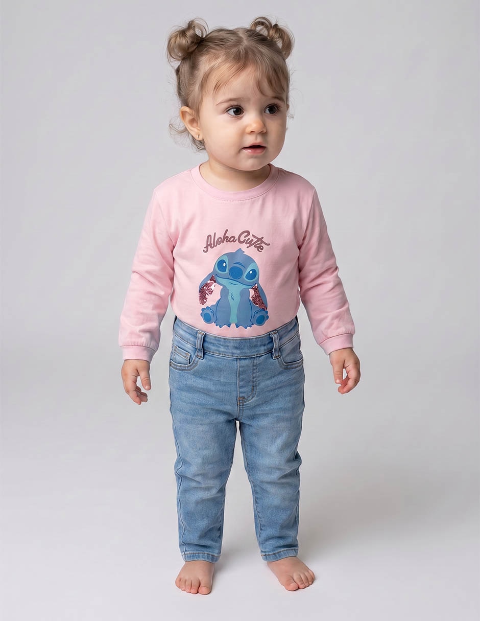 Playera Stitch manga larga para niña Playera Stitch manga larga para niña
