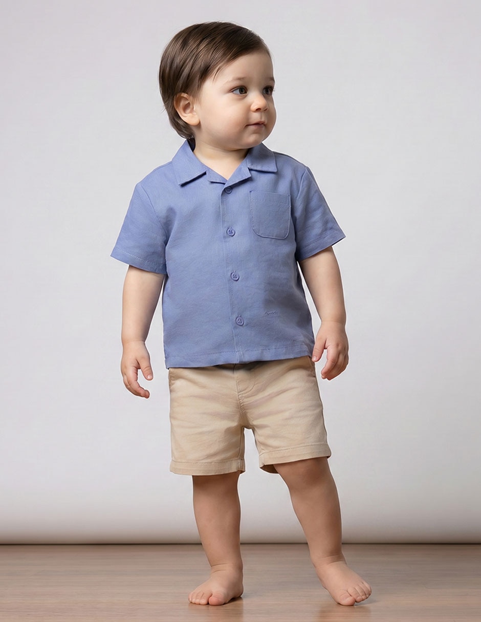 Camisa casual de algodón manga corta para bebé niño