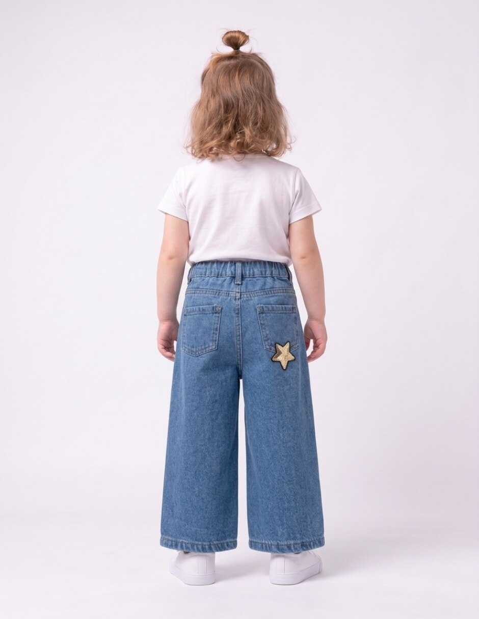 Jeans straight lavado whisker para niña 2
