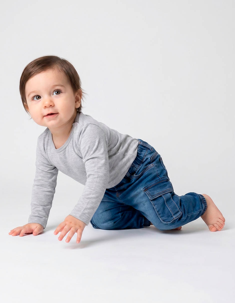 Jeans jogger straight deslavado para niño Jeans jogger straight deslavado para niño