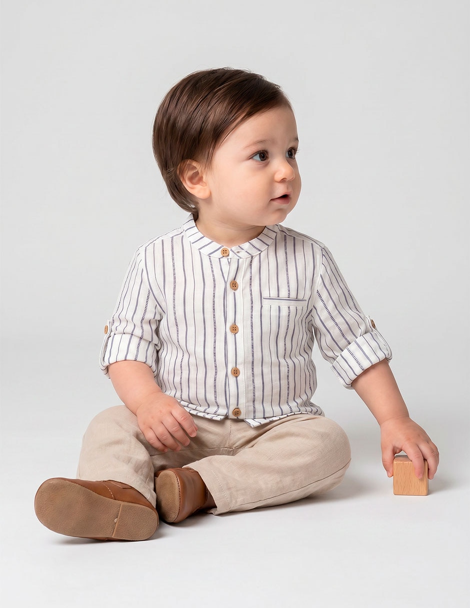 Camisa casual de algodón manga larga para niño Camisa casual de algodón manga larga para niño