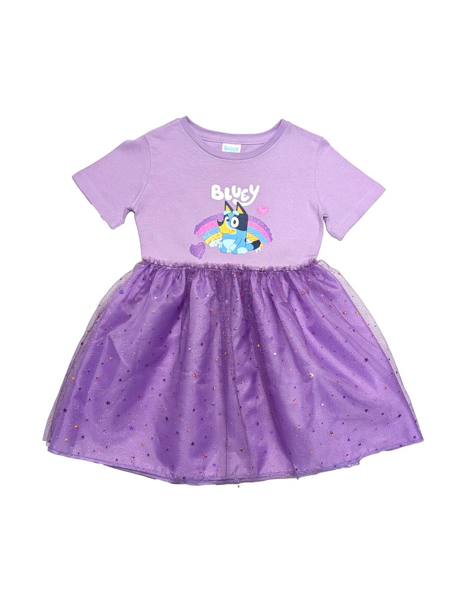 Vestido Bluey manga corta para niña Vestido Bluey manga corta para niña