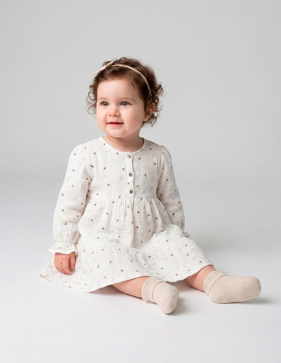Vestido manga regular para niña Vestido manga regular para niña