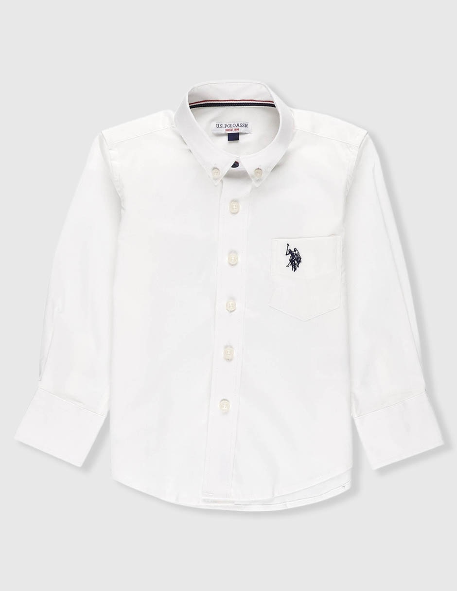 Camisa casual us polo de algodón manga larga para niño