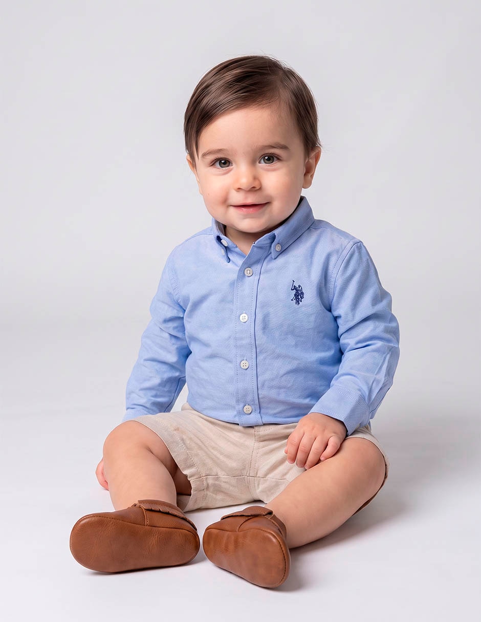 Camisa casual Us Polo de algodón manga larga para niño