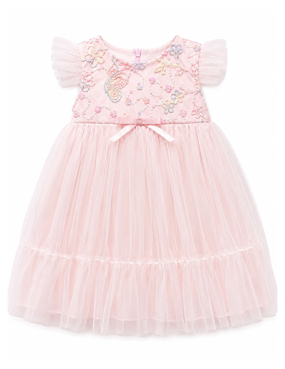 Vestido formal manga corta para niña Vestido formal manga corta para niña