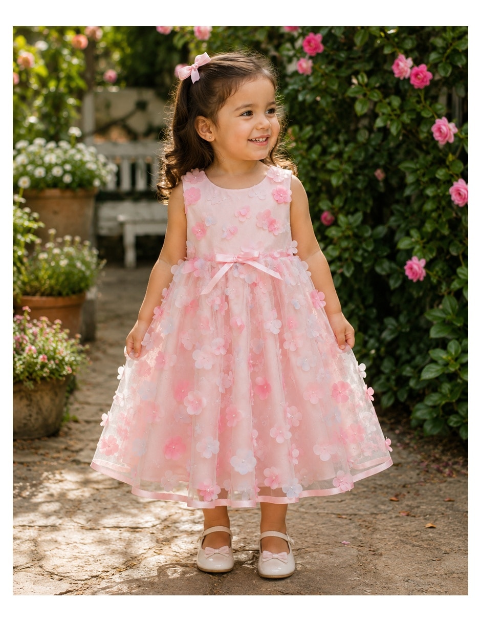 Vestido formal sin manga para niña