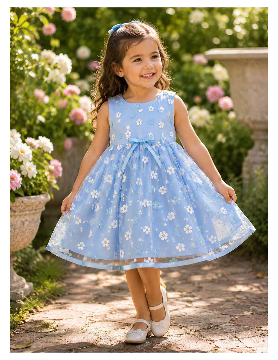 Vestido formal Cloe manga corta para niña