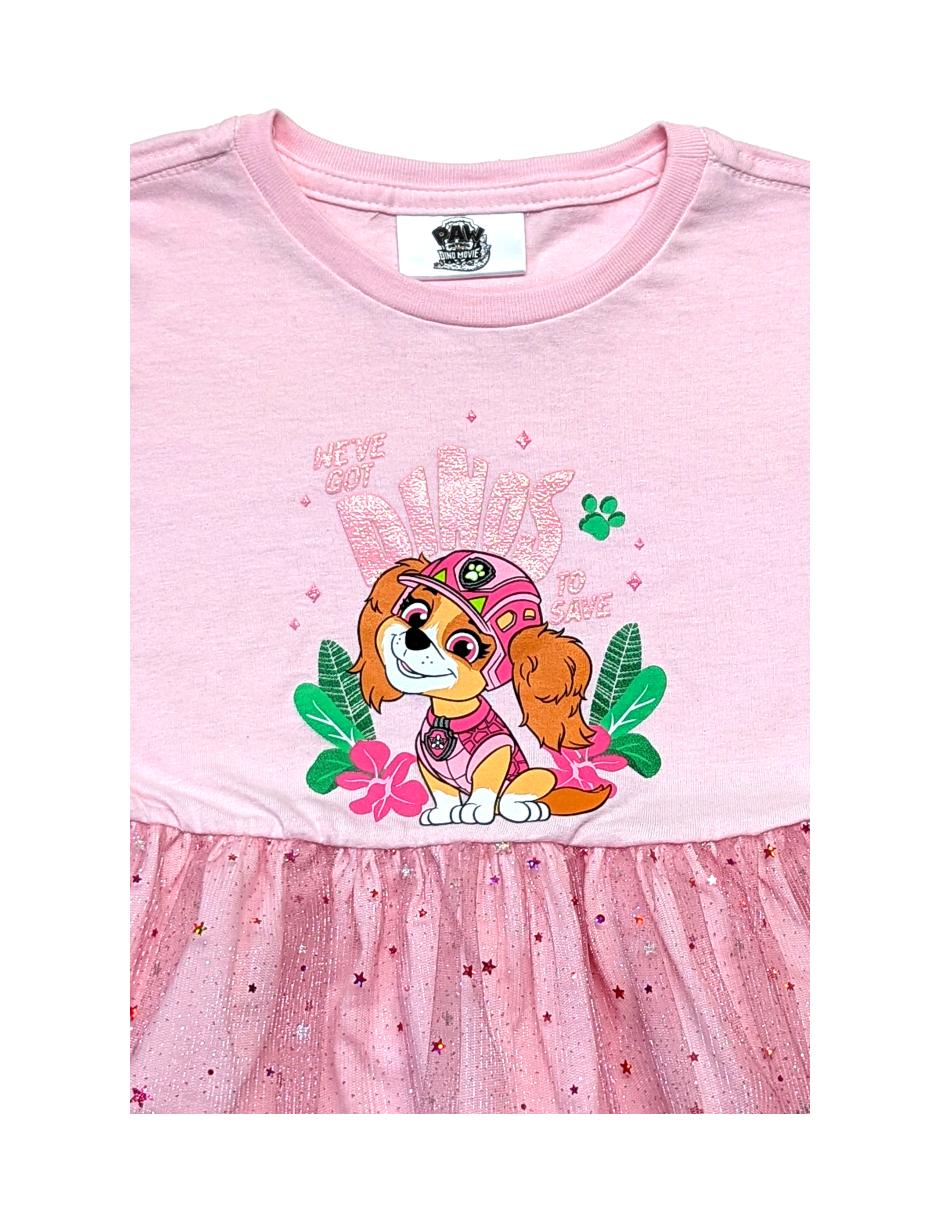 Vestido paw patrol manga regular para niña
