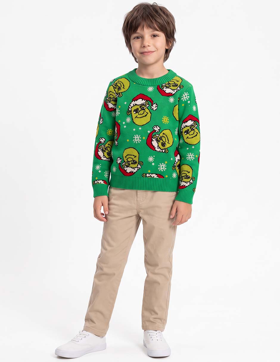 Suéter tejido shrek para niño 2