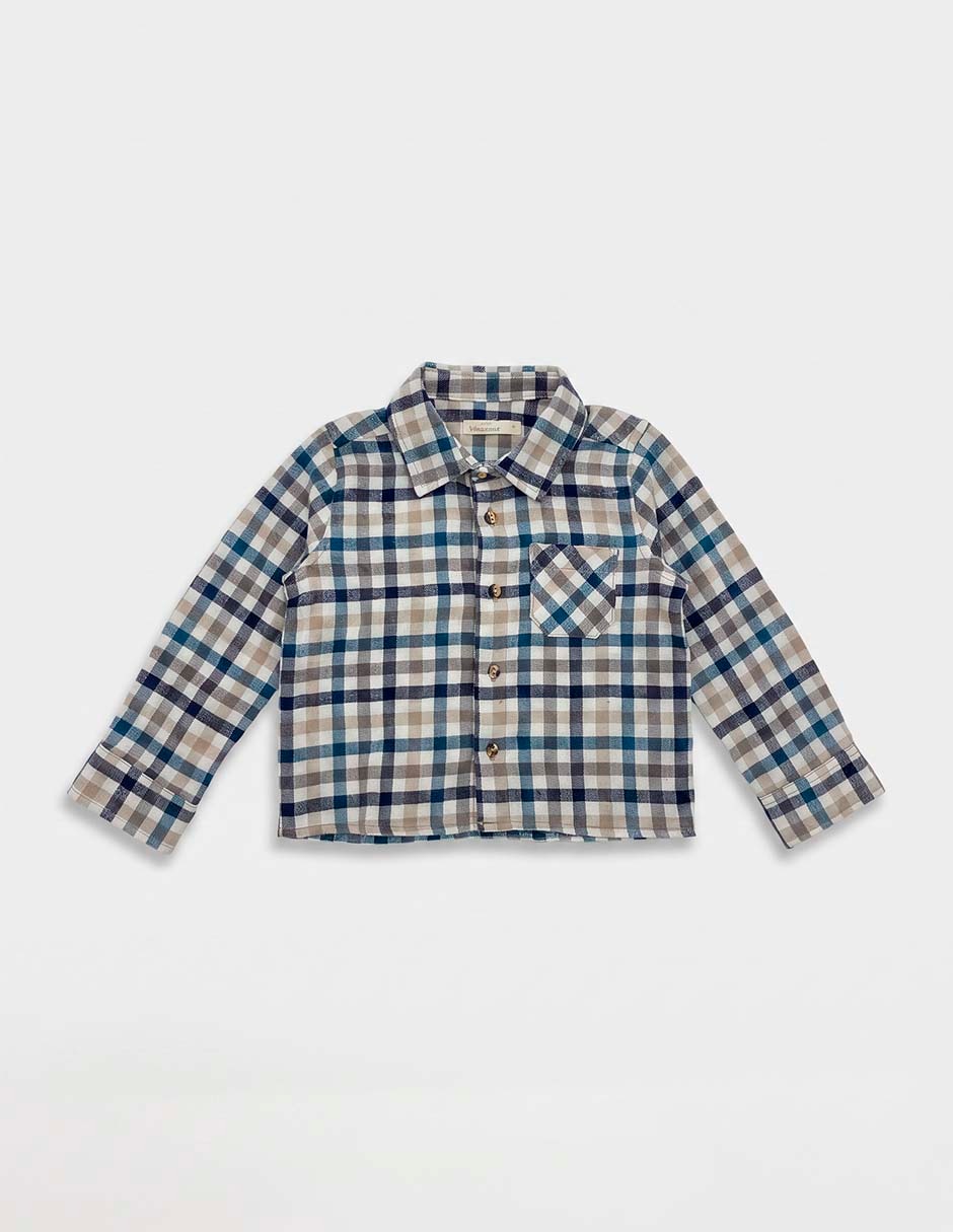 Camisa casual de algodón manga larga para bebé niño