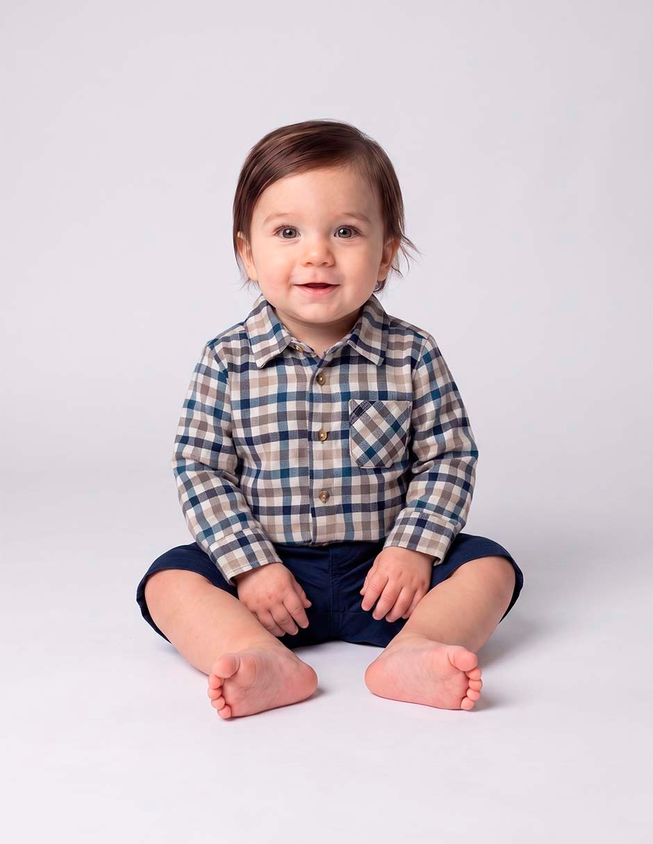 Camisa casual de algodón manga larga para bebé niño 2