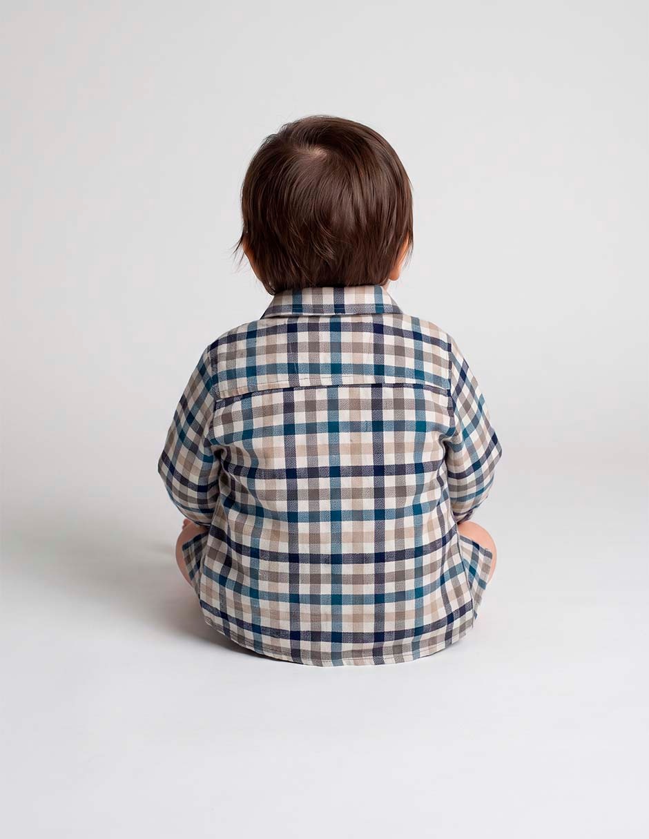 Camisa casual de algodón manga larga para bebé niño 6